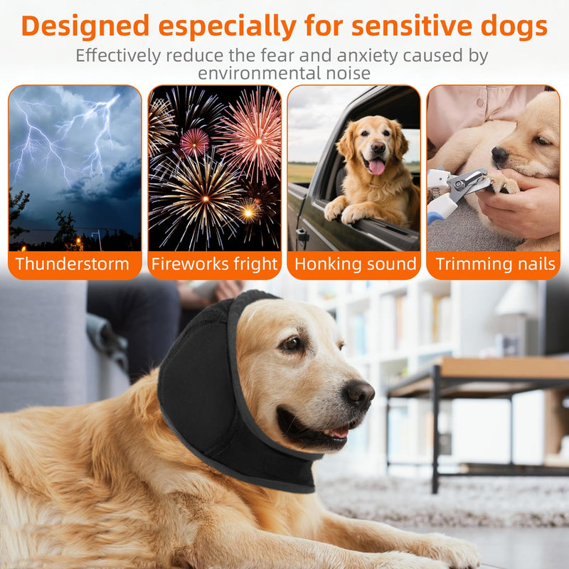 Dog Ear Muffs Noise Protection: Elastic Ear Wrap for Calming - Anxiety Relief Dog No Flap Ear Wrap - Waterproof Ear Covers for Bathing Swimming