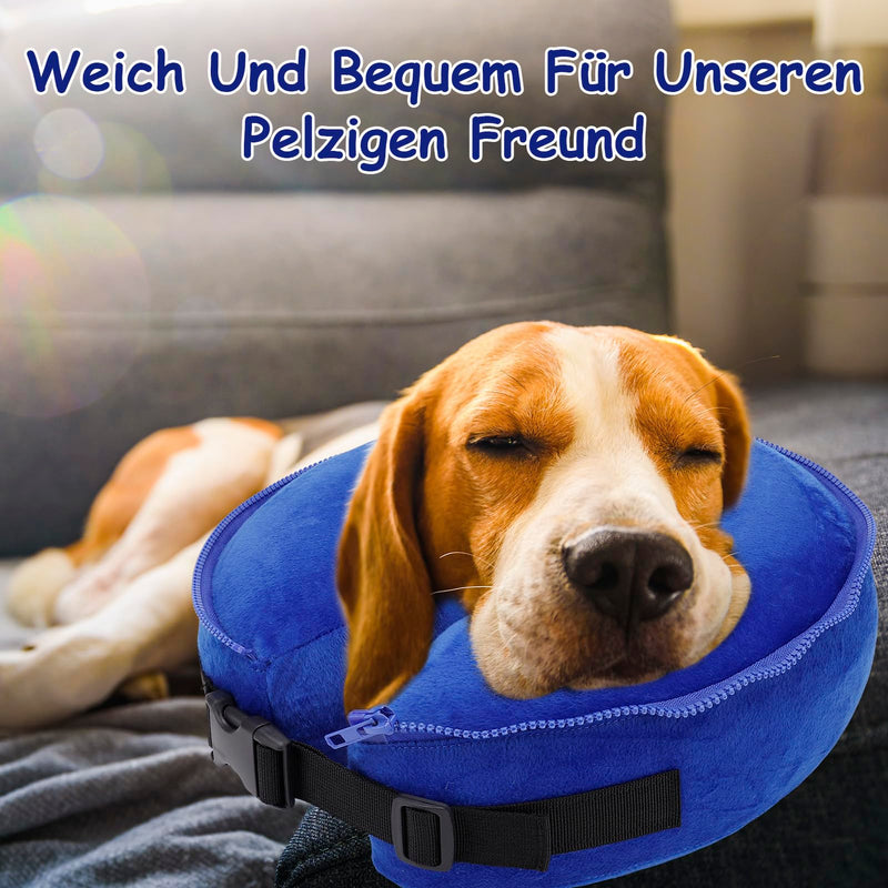 Lvefyti Inflatable dog collar, adjustable dog collar, leak protection with protective layer, breathable Elizabethan dog bodysuit after surgery, recovery collar, prevention of bite and lick wounds (blue, L) blue L (neck circumference: 30.5-45.7cm/12"-18") - BeesActive Australia