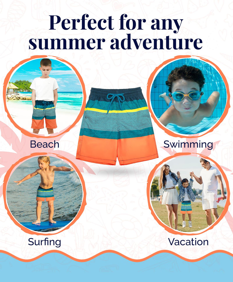 KAILUA SURF Boys' Swim Trunks Quick Dry Board Shorts with Mesh Liner, Sizes 2T-18/20 14-16 Years E30