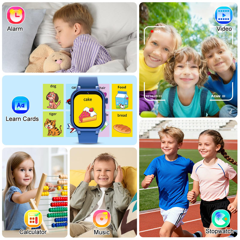 MOFGDNI Smart Watch for Kids with 39 Games, Built-in Camera, Video Recorder, Alarm, Calculator, Pedometer & Various Wallpapers – Toys for Ages 4-12 Years Old Birthday Blue