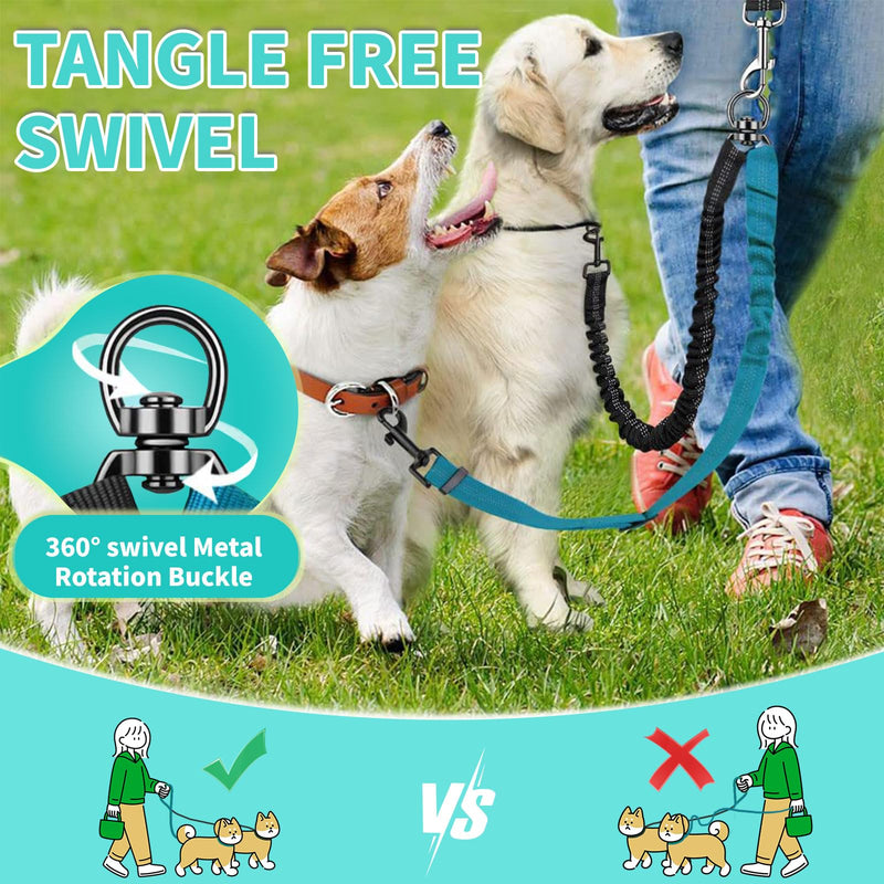 Double Dog Leash for Two Dogs - 2-in-1 Upgraded Double Leash for Two Dogs with Adjustable Strap & Shock Absorbing Bungee, No Tangle Dual Training Splitter (Purple) - BeesActive Australia