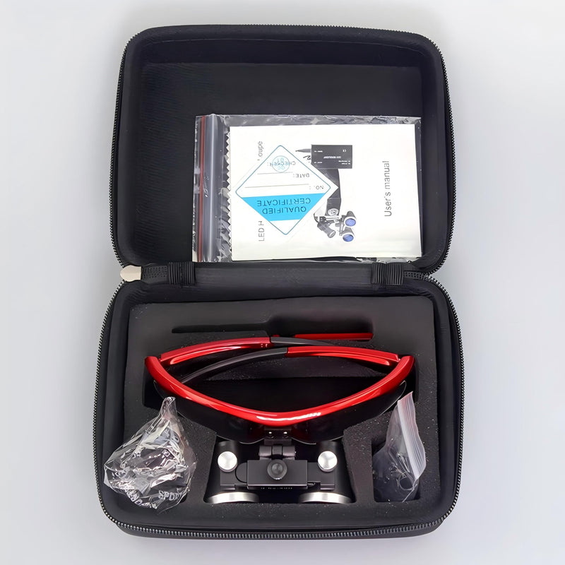Dental Surgicial Loupe Loupes 2.5X Magnification 16.5" (420mm) Working Distance Burgundy Goggles - BeesActive Australia