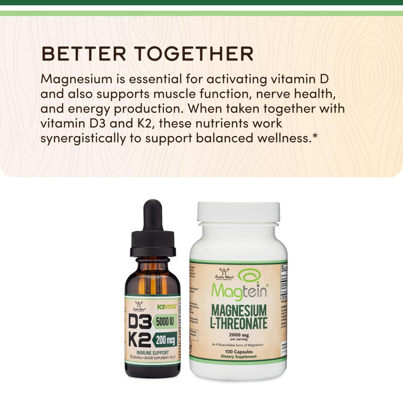 Vitamin D3 + K2 Drops 5,000 IU + 200mcg K2, Bone + Immune, 30 Servings | Bone, Immune + Heart Supplement, Patented K2Vital (99.9% All-Trans MK-7), Calcium-Metabolism Support, Tasteless MCT Base 1 Fl Oz (Pack of 1)