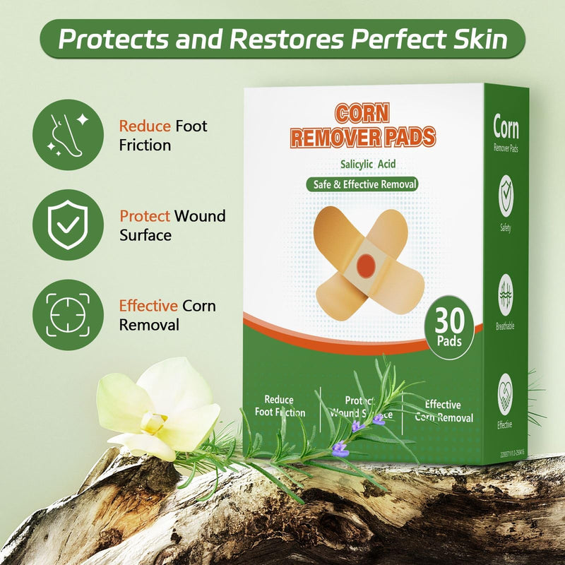 Corn Removers Pads for Feet & Toes - 40% Salicylic Acid Extra Strength Treatment, Maximum Adhesive Medicated Patches with All Day Protection - 30 Count 30 Count (Pack of 1) - BeesActive Australia