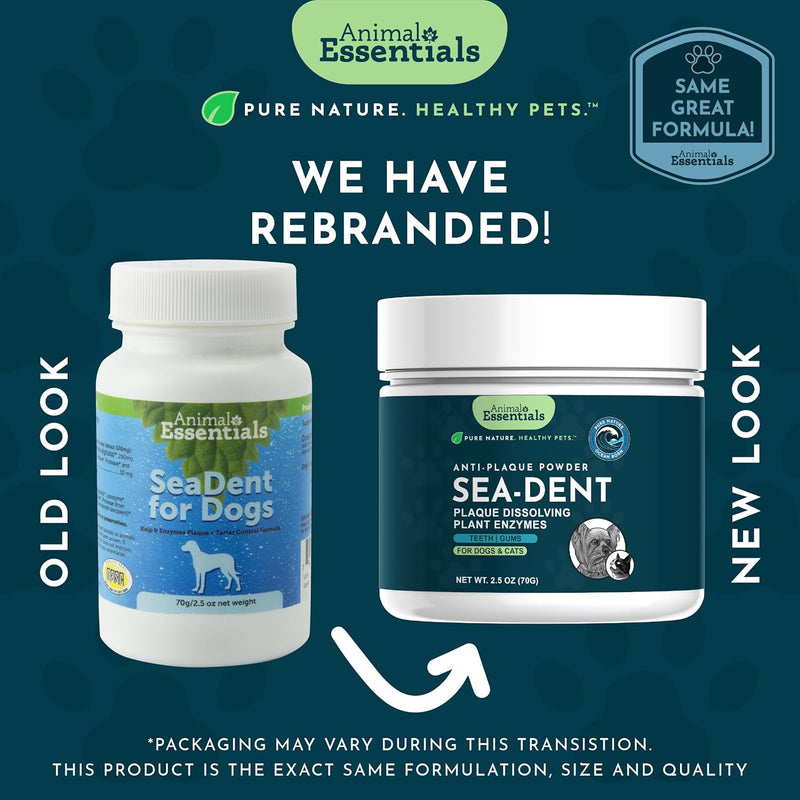 Animal Essentials SeaDent for Dogs - Kelp and Enzymes Plaque, Tartar Control Formula, Alpha Beta Amylase, Cellulase, Marshmallow Root, Slippery Elm Inner Bark, All Natural - 2.5 Oz (Pack of 1) - BeesActive Australia