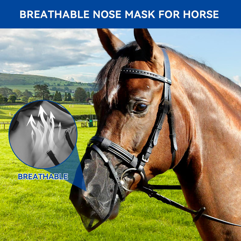 Fly nose protection, nostril protection, fly protector, fly protection net, nose net, equestrian sports, horses nose fly protection, with UV protection, black (L) L - BeesActive Australia