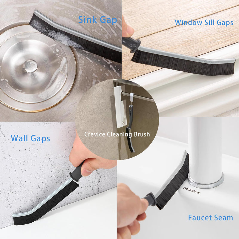 3Pcs Crevice Cleaning Brush Hard Bristle Crevice Cleaning Brush New Multifunctional Corners Cleaning Brush Tool Thin Gap Brush Grout Cleaner Brush Bathroom Kitchens Black1 - BeesActive Australia