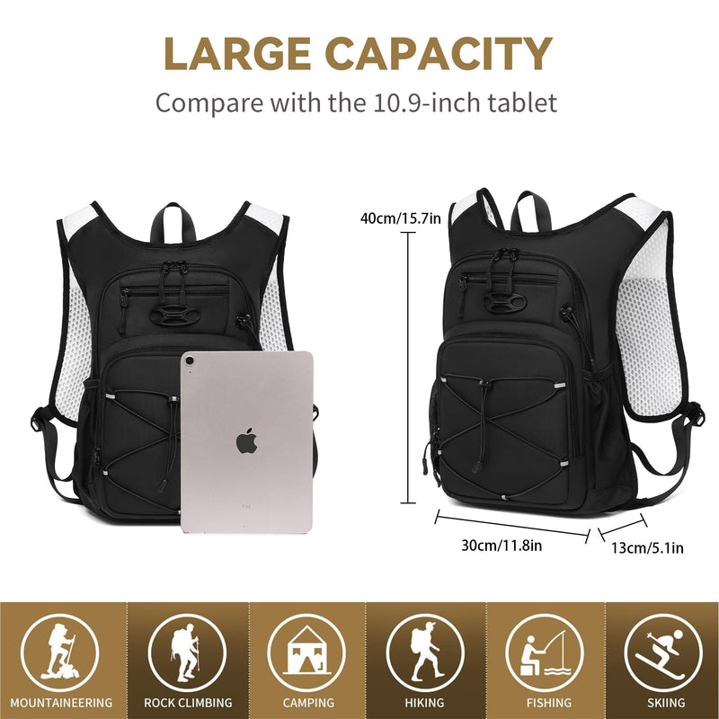 Wotony Lightweight Hydration Backpack with 2LOR 3LWater Bladder for Cycling Hiking Rave - Water Daypack for Men Women Black 2L-Bladder
