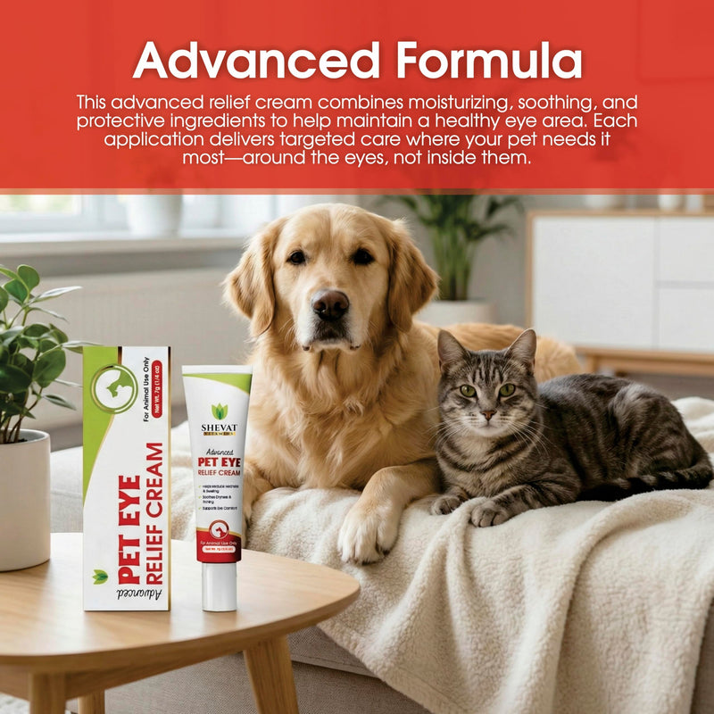 SHEVAT VITAMINS Pet Eye Relief Cream – Soothes Irritation & Moisturizes Dry Eyes – Dog Eye Cream, Cat Eye Ointment, and Pet Eye Care for Dogs, Cats & Horses – 7g Tube