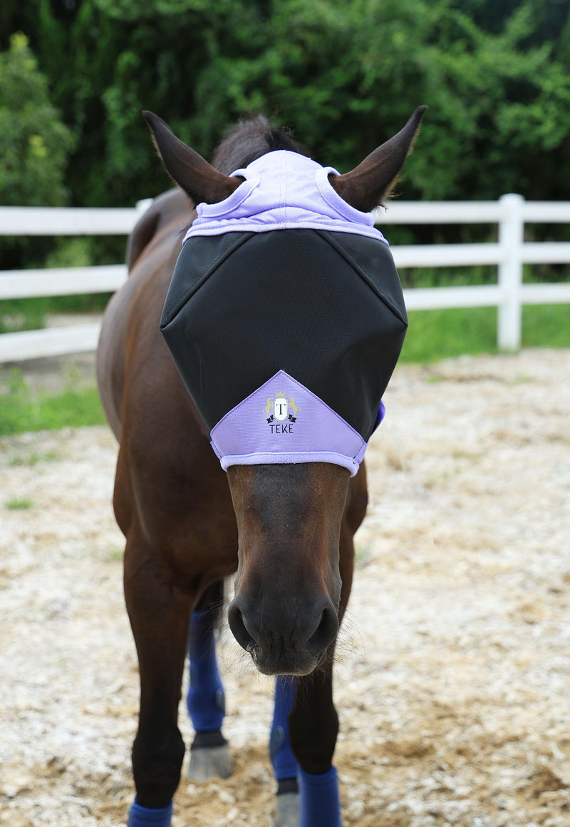 Fine Mesh Horse Fly Mask w/No Ears, UV blocking 3D Eye Visor with extra fleece cushioned forehead, Protection from Insect Pests Cob Black - BeesActive Australia