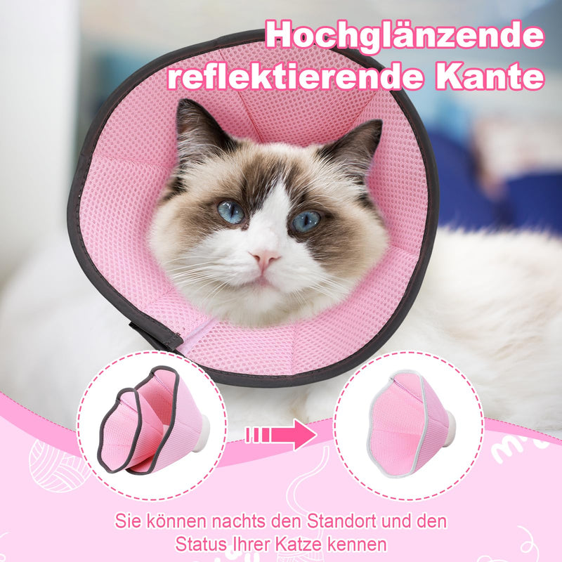 Lvefyti Cat Neck Collar, Foldable Protective Cat Collar, Adjustable Soft Cat Collar Cone, Recovery Collar for Cats Small Dogs After Surgery and Injuries (Pink M) Pink - BeesActive Australia