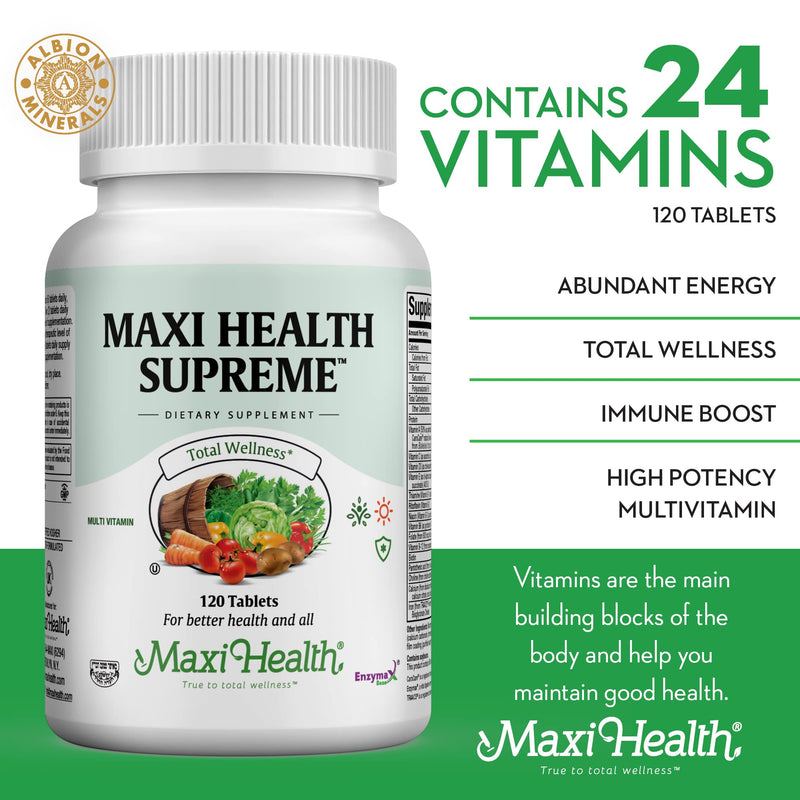 Multivitamin for Men & Women – Supreme High Potency Daily Multi with Minerals, CoQ10 & Antioxidants – Energy, Immune Support, Bone, Heart & Wellness – Vitamin A, C, D, E, B12, B6 & Biotin 120 Tablets 120 Count (Pack of 1)