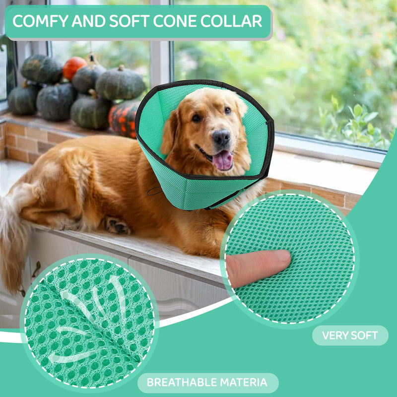 PUZAUKAL Soft Dog Collar Leak Protection Adjustable Dog Neck Brace Comfortable Protective Dog Collar Leak Protection Dog Neck Brace After Surgery Bite Prevention Teal (L) L - BeesActive Australia