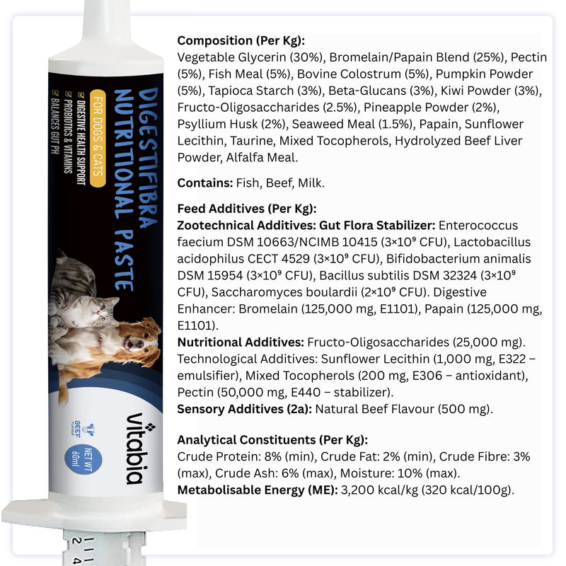 Probiotic Paste for Dogs & Cats | Dog Diarrhoea Treatment & Anal Gland Support | Digestive Supplement with Prebiotic & Probiotic for Gut Health & Digestive Balance (60 ml) 60 ml (Pack of 1)