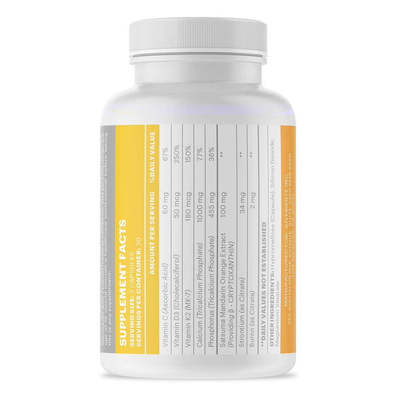 Bone Strength Complex/A Dietary Therapy of a Japanese Traditional Fruit, Packed with Vitamin C, D3, K2, Calcium, Phosphorus, Food Grade Strontium and Boron / 90 Capsules for 30 Days