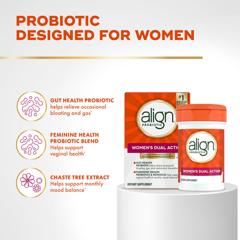 Align Probiotic, Womens Dual Action, Vaginal Probiotics for Women and for Vaginal Health Support, for Digestive Health, 42 Capsules (Pack of 2) 42 Count (Pack of 2)