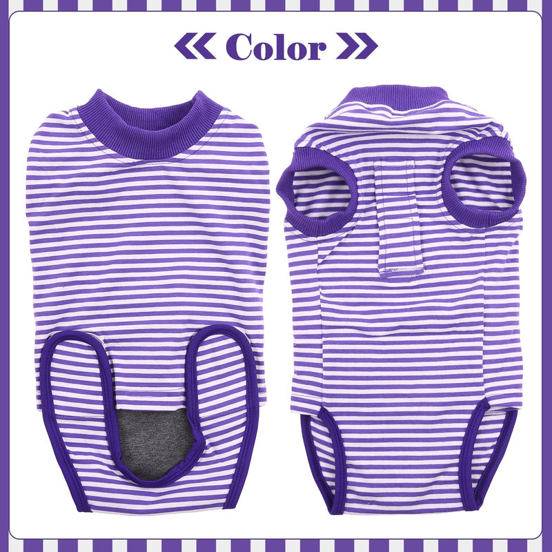 Hjumarayan Dog Bodysuit after Surgery - Dog Bodysuit after Castration Male Breathable Surgery Body Dog Castration Female Dog with Velcro Dog Body Surgery Female Alternative to the Annoying Neck Brace, Purple Striped M - BeesActive Australia