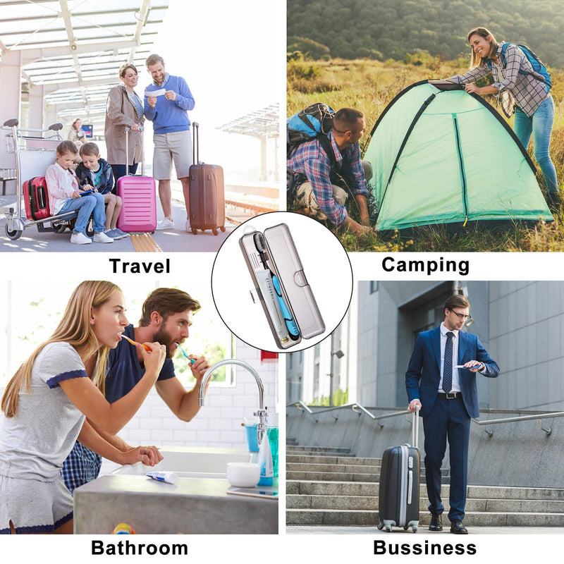 Toothbrush Case 2 Packs, Transparent Black Toothbrush Travel Case, Plastic Toothbrush Holder Travel Size, 7.87 x 1.85 x 1.18 inches Portable Toothbrush Case for Traveling - BeesActive Australia