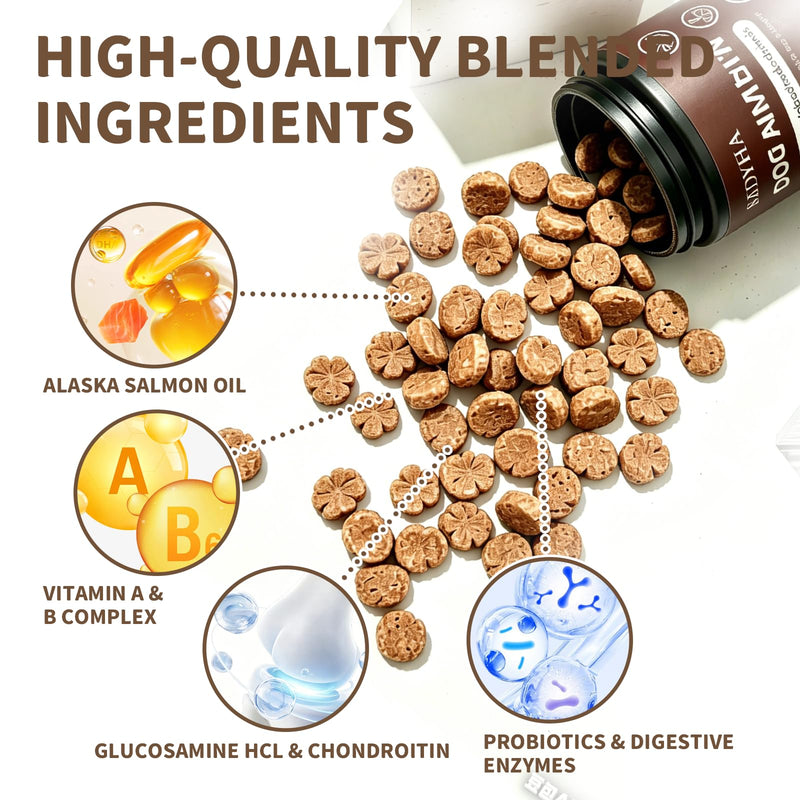 Daily Multivitamin Chews for Dogs, Itch & Skin Support with Salmon Oil, Folic Acid & Chondroitin, Supports Healthy Skin, Coat, Immunity & Digestion, 60 Count Beef Flavor (01) 1