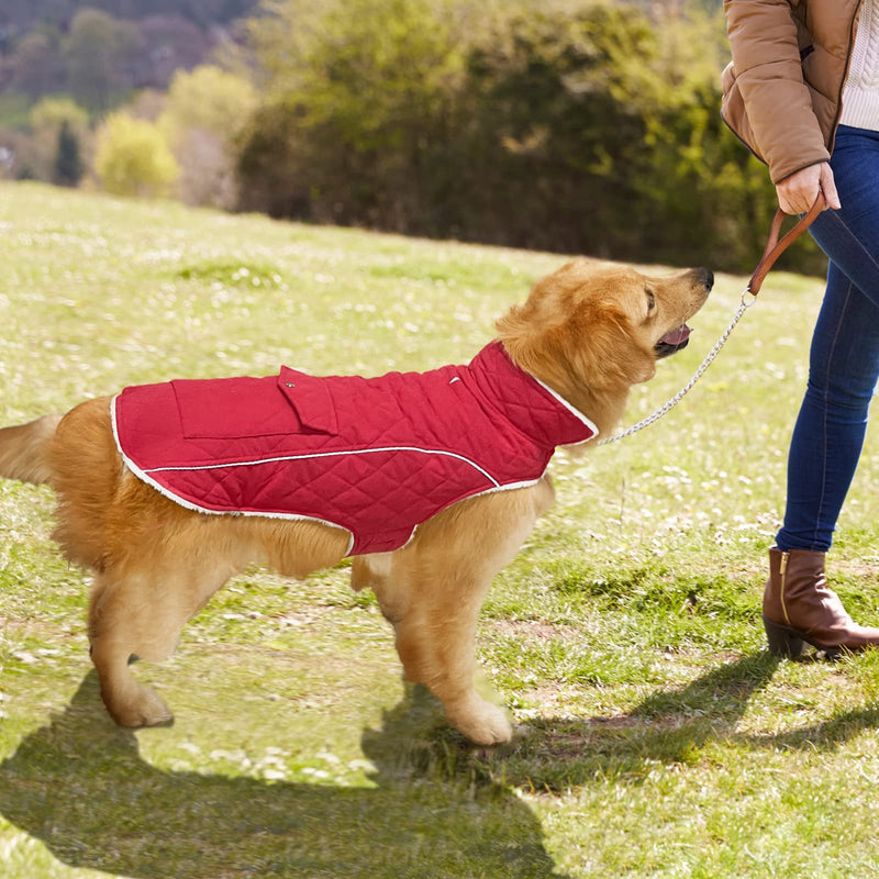 Malier Dog Winter Coat, Windproof Dog Cold Weather Coats with Real Pocket, Winter Dog Extra Warm Coat Dog Fleece Jacket Reflective Dog Clothes for Small Medium Large Dogs and Puppy (Red, X-Large) Red - BeesActive Australia