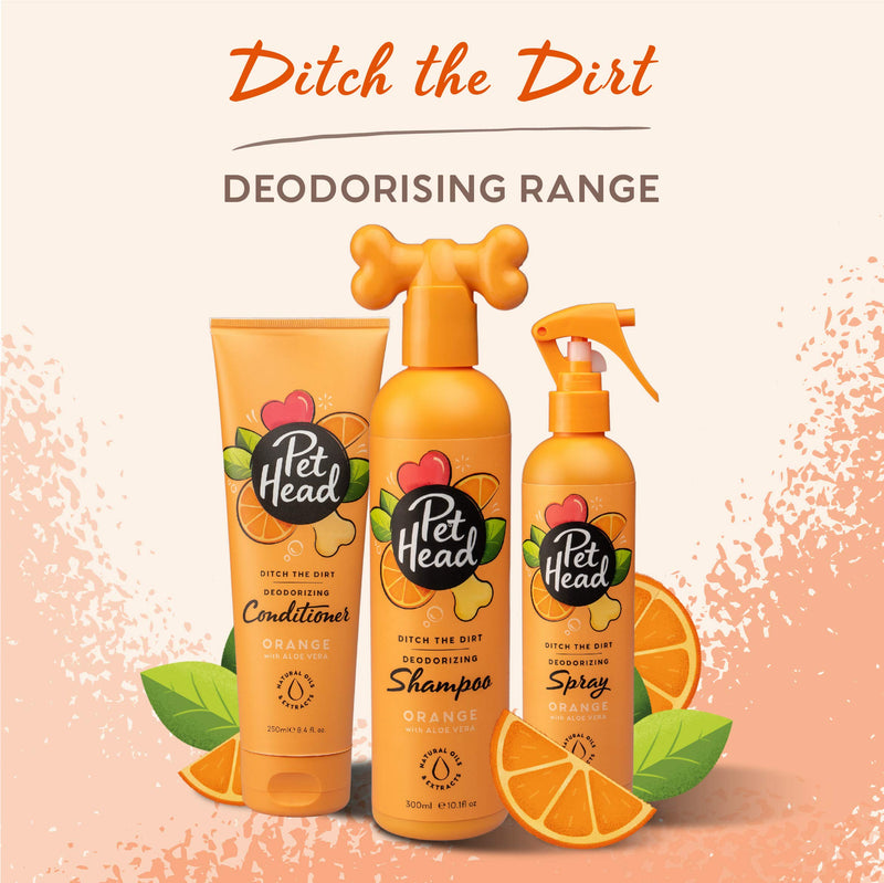 Pet Head Ditch the Dirt Dog Deodorizer Spray | Orange Scent | Waterless Pet Grooming Spray for Dogs | Odor Neutralizing for Smelly Dogs | Gentle Formula for Puppies | Made in USA | 10.1 fl. oz. - PawsPlanet Australia