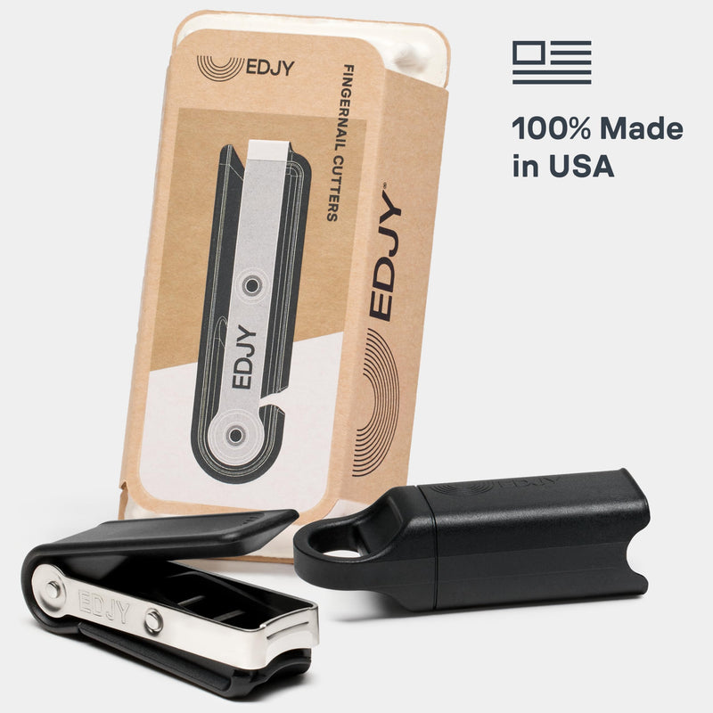 EDJY Fingernail Cutter - Precision Stainless Steel Nail Cutter for Fingernails | Sharp Blade, Ergonomic Design, Durable & Rust-Resistant | Ideal for Men and Women | Black | 2-Pack Black (2-pack)