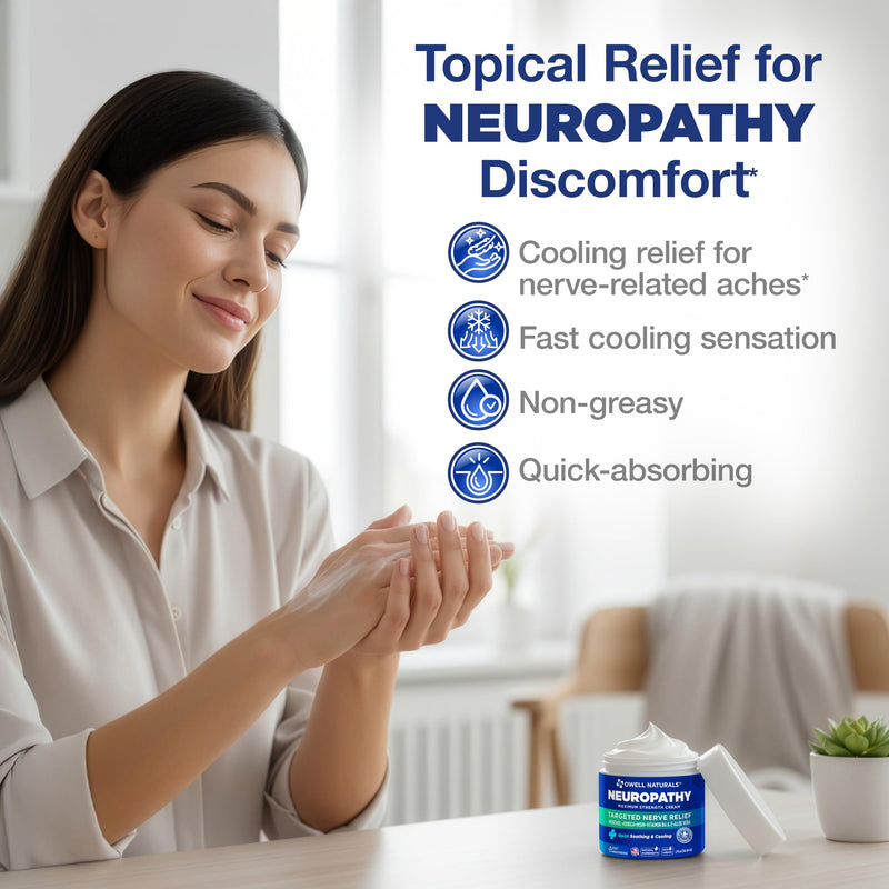 Owell Naturals Neuropathy Cream Extra Strength – Fast Absorbing Cooling for Leg, Feet & Hands – Advanced Soothing Formula with Aloe Vera, Arnica, MSM & Vitamin B6 – Made in USA, 2 fl oz (3 Pack) 2 Fl Oz (Pack of 3)