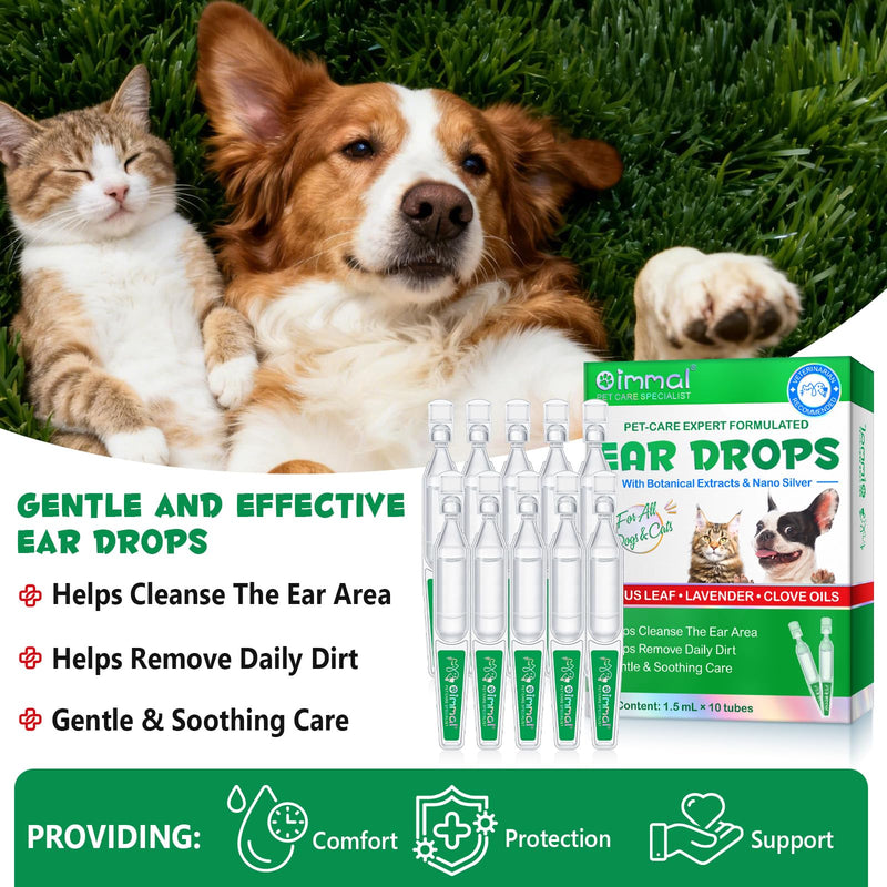 Dog Ear Drops, Ear Drops For Dogs 2 Pack, Non-Toxic, Non Irritating, Alleviation Suffering From Ear Mites&Built-Up Wax And Dirt, Dog Ear Infection Treatment, Pets External Ear Cleaner Solution