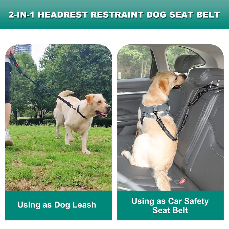 2 Packs Dog Seat Belt, 3rd Generation Dog Seatbelt Harness with Adjustable Metal Buckle, Elastic Bungee Reflective Vehicle Car Headrest Restraint Tether for Small Medium Large Dogs Pet - BeesActive Australia