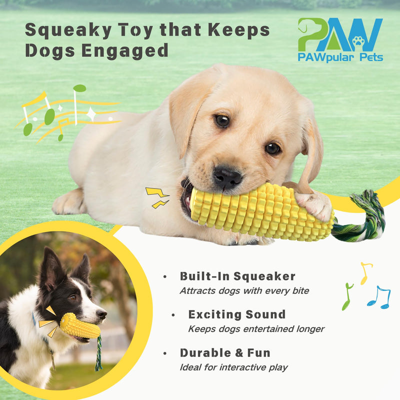 Indestructible Dog Chew Toy for Aggressive Chewers, Durable, Squeaky, Corn Stick Shape for Teeth Cleaning & Interactive Play, Puppy Toys, Suitable for Small, Medium, Large Breeds - BeesActive Australia