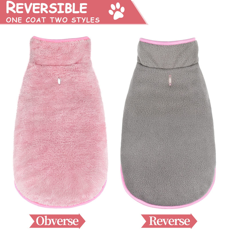 Malier Dog Winter Coat, Reversible Fleece Dog Cold Weather Coats Dog Jacket for Dogs, Windproof Warm Dog Coat Snow Dog Jacket Vest Pet Dog Clothes for Small Medium Large Dogs (Pink, Medium) Pink - BeesActive Australia