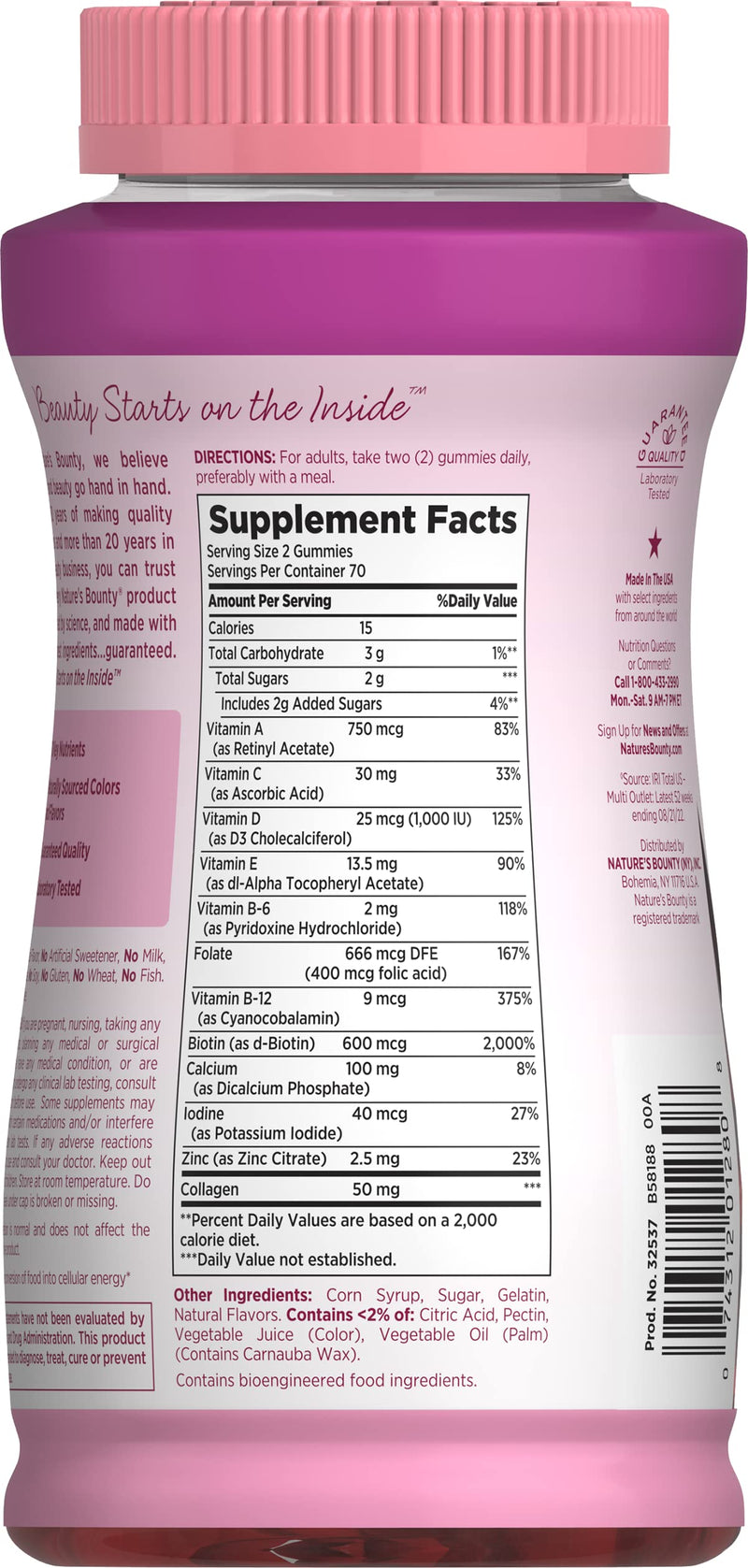 Nature's Bounty Optimal Solutions, Women's Multivitamin Gummies for Immune Support, Cellular Energy Support, Bone Health, Raspberry Flavor, 140 Ct, 70 Total Servings 140 Count (Pack of 1)
