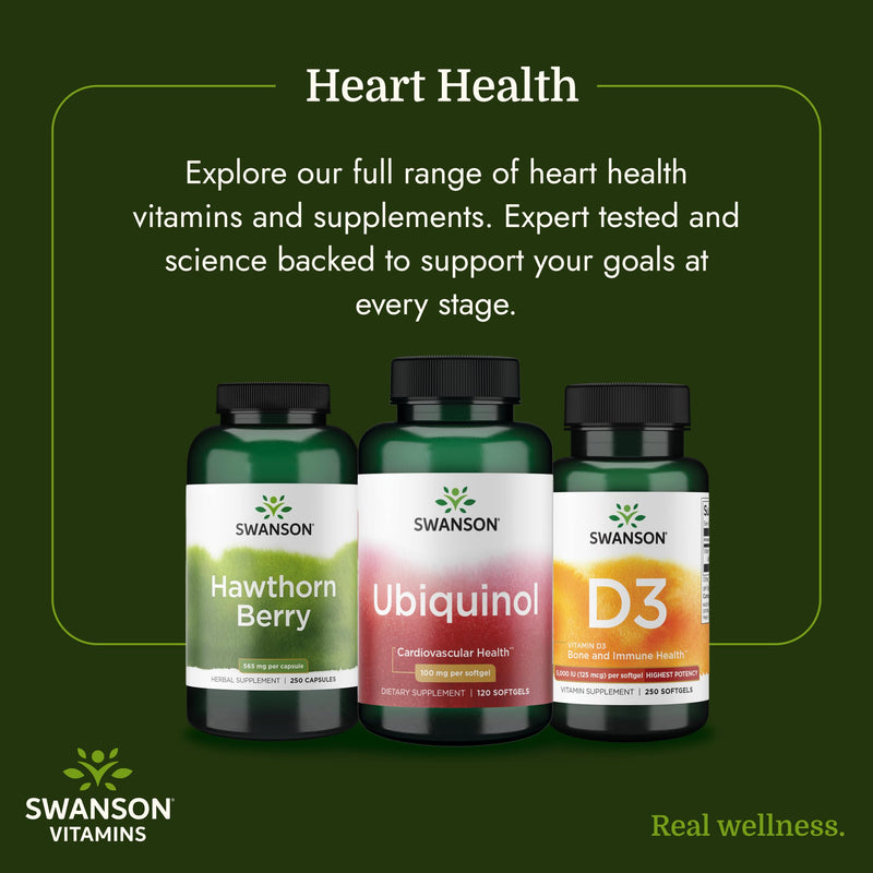 Swanson Ubiquinol CoQ10 Heart Health, 100 mg, 120 Softgels | For Heart Health, Brain Energy and Antioxidant Support, Aids ATP Production, Non-GMO Kaneka-Sourced CoQ10 120 Count (Pack of 1)