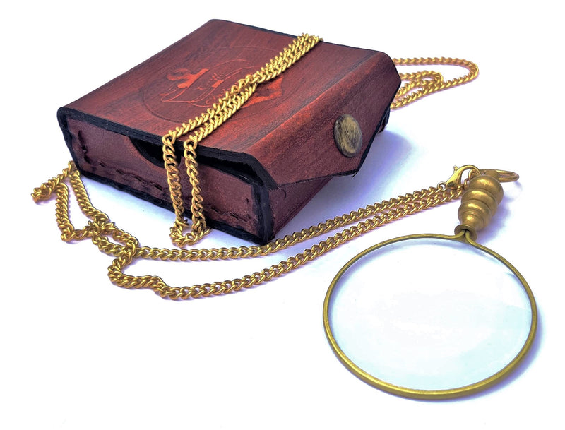 50Mm Brass Magnifying Glass A Beautiful Necklace Chain Library Reading Fine Print Zooming Increase Vision Jewelry