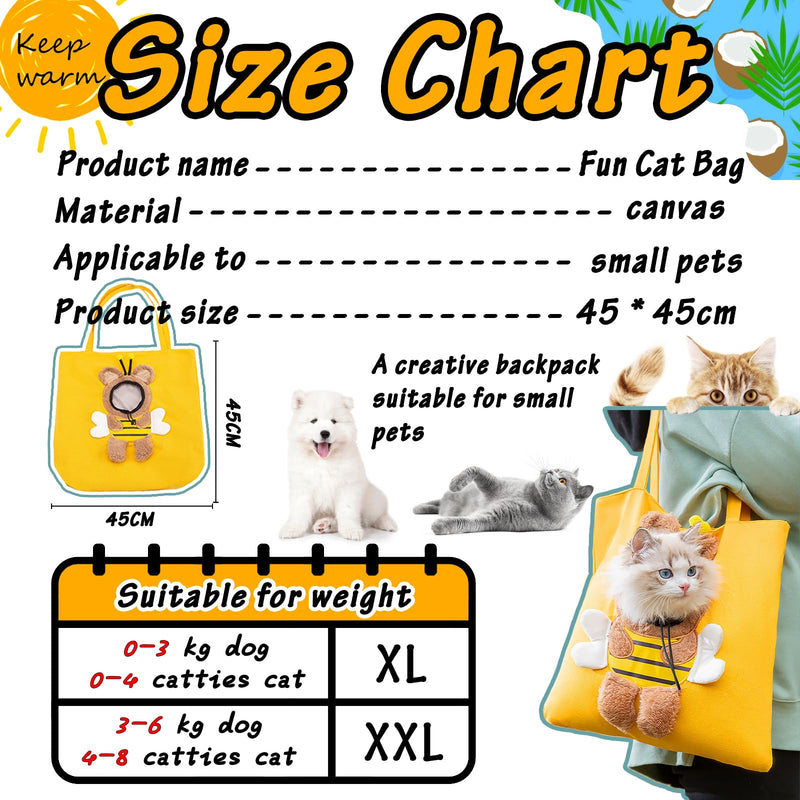 Cat bag, shoulder bag for pets, dog carrier bag, cute pet canvas shoulder bag, portable small pet canvas carrier bag for pets, suitable for small dogs, cats (large XXL - BeesActive Australia