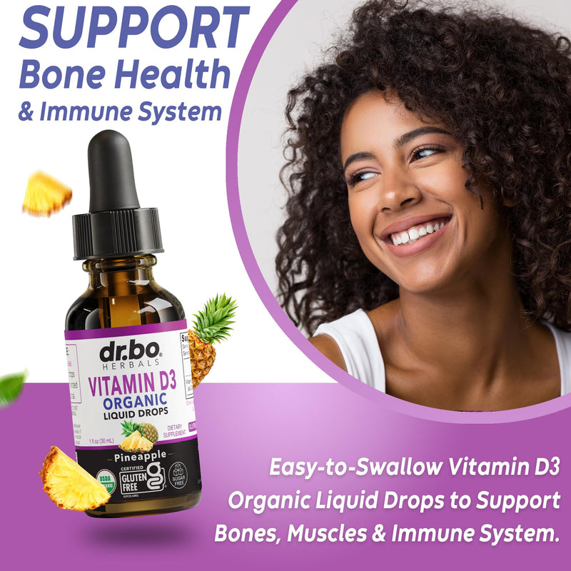 Vitamin D3 Liquid Drops Organic - Vegan VIT D Liquid Vitamin D for Adults & Kids Oil 4000 IU Vegan Organic D3 Drops Sublingual Supplement - Immune & Bone Health VIT Supplements, Non-GMO 30 Servings