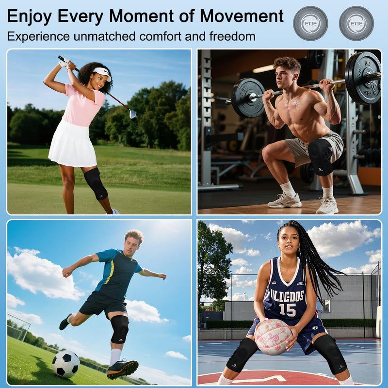 Kuangmi Knob Knee Brace, Knee Compression Sleeve with Patella Gel Pad & Side Stabilizers, Support for Sports, Workout, Pain Relief, Arthritis, Meniscus Tear(Left,Large,Single)