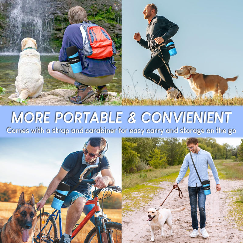 lesotc 2024 Upgraded Dog Water Bottle, 28oz/800ml Portable Dog Water Bottle Travel Water Bowl, Leak Proof Foldable Pet Water Bottle Dog Travel Water Bottle, Blue 800ml - BeesActive Australia