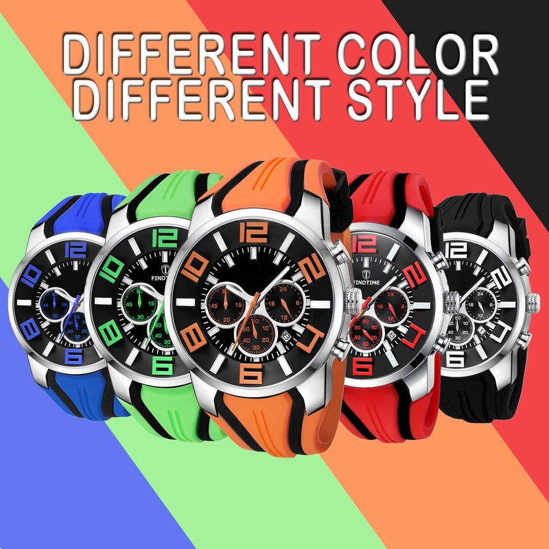 findtime Mens Sport Watches for Men Reloj para Hombre Colorful Cool Unique Analog Stylish Wrist Watch Chronograph for Running Training Stopwatch Red - BeesActive Australia