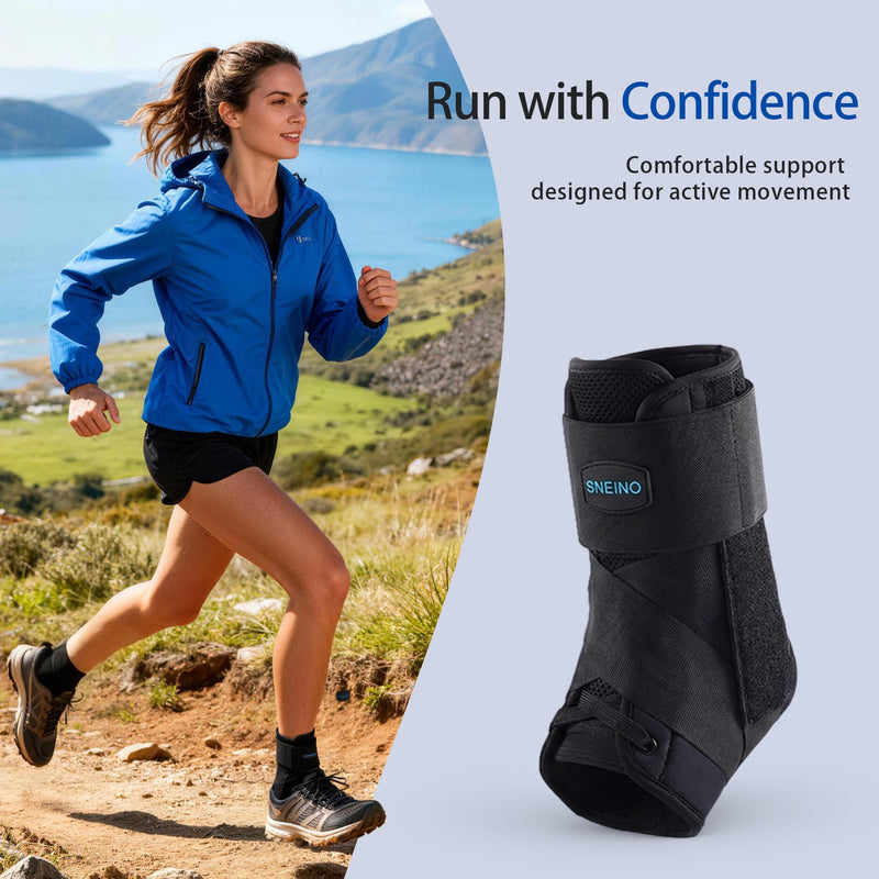Ankle Brace for Women Men - Ankle Support Brace for Sprained Ankle, Ankle Stabilizer for Achilles, Tendon, Sprain, Injury Recovery, Lace up Ankle wrap for Running, Basketball, Volleyball (Ankle Brace, Medium) Ankle Brace - BeesActive Australia