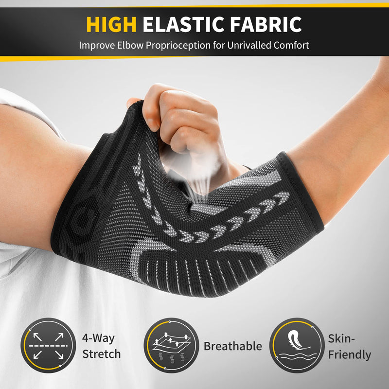 CAMBIVO 2 Pack Tennis Elbow Brace for Tendonitis and Tennis Elbow,Golfers Elbow, Arm Compression Sleeves for Women and Men, B√≠ceps Support Sleeve for Weightlifting, Basketball and Workout Medium Grey