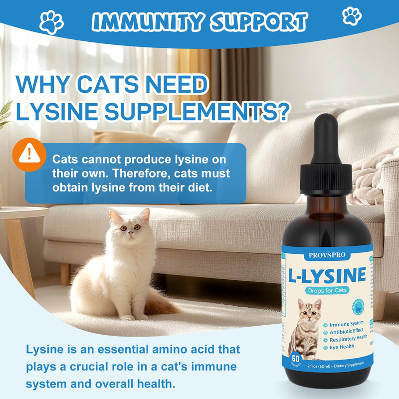 L-Lysine for Cats, Lysine Supplement for Support Immune System,Respiratory Eye Health, Alleviates Sneezing Congestion Runny Nose,Squinting Watery Eyes, Reduces Eye Discharge, Cold Allergy Relief