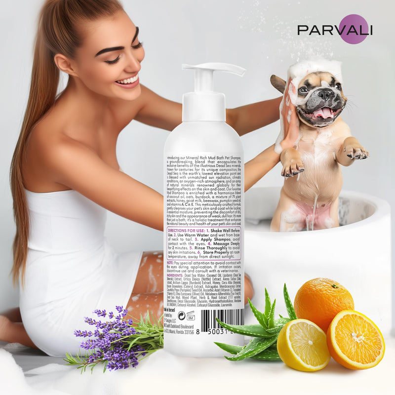 Natural Dead Sea Mud Bath Dog Shampoo (250 ml, 8.45 fl oz). A purifying Anti-Itching Gentle Skin and Coat Care Formula. Minerals Rich, Long-Lasting Perfume, Easy Application. Enjoy! Extra Mud Shampoo - BeesActive Australia