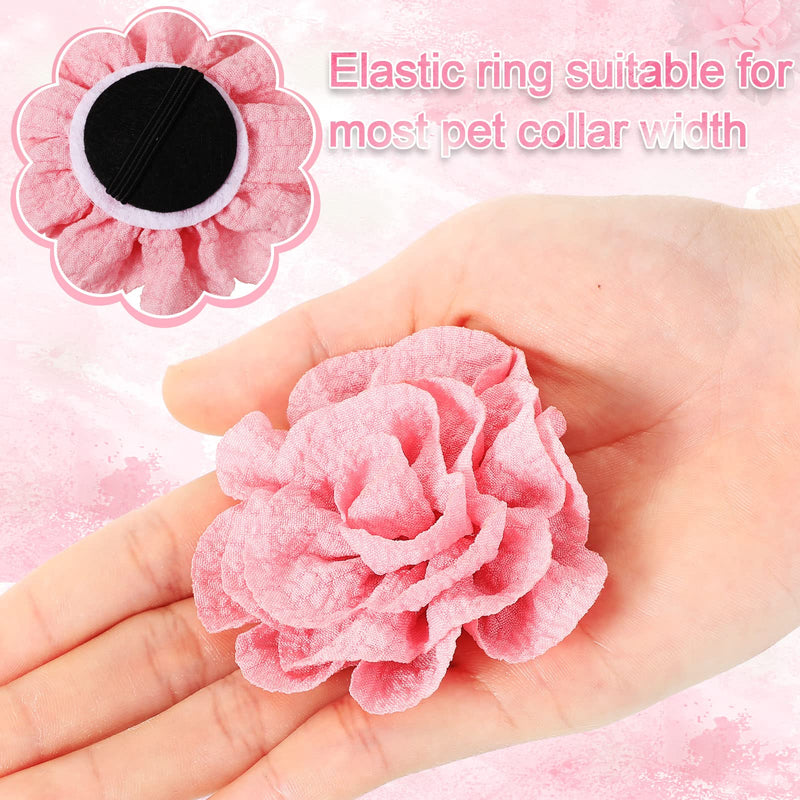 Hoteam 50 Pcs Dog Flower Collar Pink Dog Collar Bows Flower Pet Bow Collar Dog Charms Flower Set for Valentine Party Puppy Dogs Pet Cat Grooming Accessories - BeesActive Australia