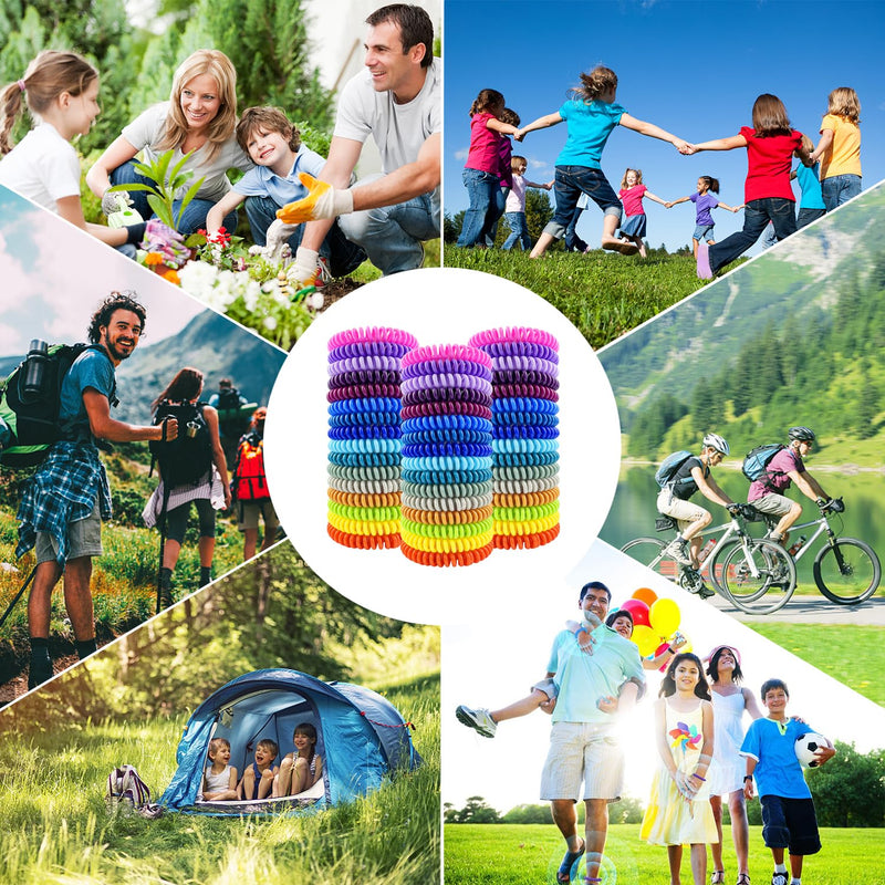 48 Pack Mosquito Repellent Bracelets, Individually Wrapped DEET-Free Insect & Bug Repellent Wrist Bands with 60 Pack Mosquito Patches for Kids & Adults Outdoor Camping Fishing Traveling