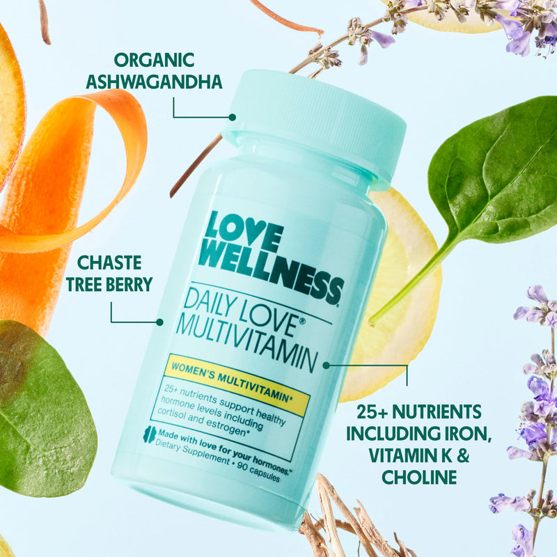 Love Wellness | Daily Love Multivitamin for Women | 45-Day Supply Capsules | Women's multivitamin, Contains Vitamin C, D, Iron, Calcium, Zinc, Biotin, Magnesium, 90 capsules, Easy to take