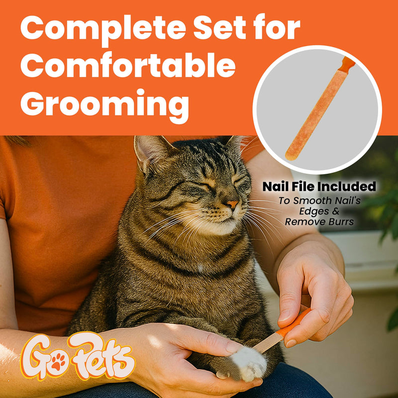 GoPets Nail Clipper for Small to Medium Pets, Quick Sensor Safety Guard, Heavy Duty Trimmer for Thick Nails, Stainless Steel Blades, Grooming Tool for Dogs & Cats, Non-Slip Handle, Built-in Nail File - BeesActive Australia