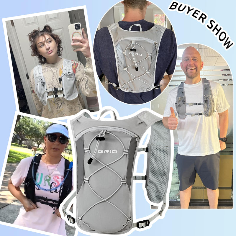 Running Vest for Women Men, Adjustable Chest Straps Running Hydration Vest with 1.5L Water Bladder, Lightweight Breathable Reflective Hydration Pack for Marathon, Trail, Hiking, Cycling White One Size