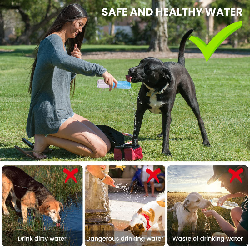 Foldable Dog Water Bottle - Portable Dog Water Dispenser | Leak Proof & Food Grade Plastic Dog Travel Water Bottle | Pet Water Bottle for Dog Cat Outdoor Walking Hiking Travel（Sky Blue） Sky Blue 12oz - BeesActive Australia