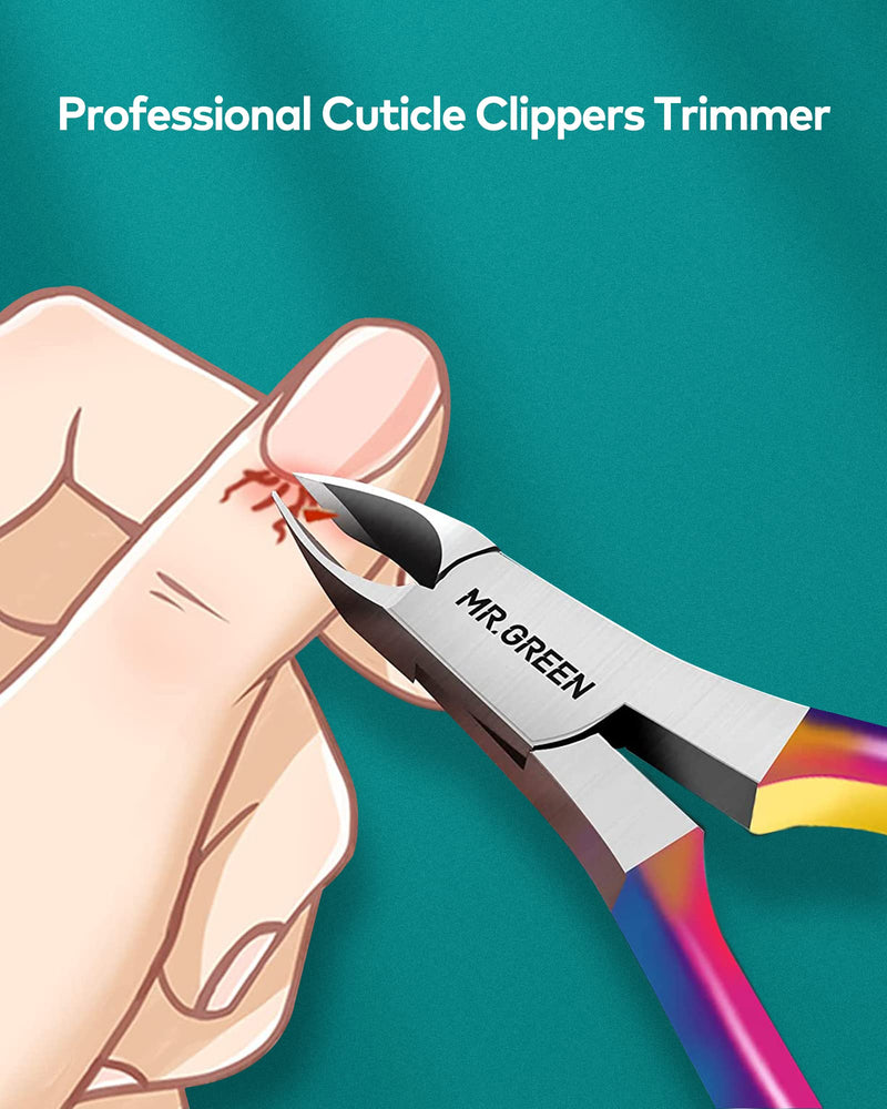 Cuticle Trimmer with Cuticle Pusher,Cuticle Nipper Professional Stainless Steel Cuticle Cutter,Sharp Durable Pedicure Manicure Tools for Fingernails and Toenails Mr-1050Ti-plus